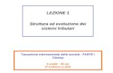 Tassazione internazionale delle società - PARTE I Clamep 8 crediti – 50 ore 27.9.2010-6.11.2010 LEZIONE 1 Struttura ed evoluzione dei sistemi tributari.