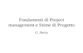 Fondamenti di Project management e Stime di Progetto G. Berio.