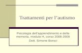 Trattamenti per lautismo Psicologia dellapprendimento e della memoria, modulo H, corso 2008-2009 Dott. Simone Borsci.