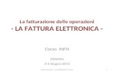 La fatturazione delle operazioni - LA FATTURA ELETTRONICA - Corso INFN GENOVA 3-4 Giugno 2013 1Lorella Zanobini - l.zanobini@adm.unipi.it.