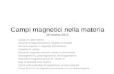 Campi magnetici nella materia 30 ottobre 2012 Campo B nella materia Correnti di magnetizzazione, modello di Ampère Momenti angolari e magnetici dellelettrone