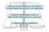 L'equilibrio chimico1 LICEO SCIENTIFICO STATALE LEONARDO da VINCI di FIRENZE CORSO SPERIMENTALE F DOCENTE Prof. Enrico Campolmi LEQUILIBRIO CHIMICO.