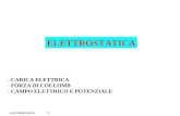 ELETTROSTATICA 1 - CARICA ELETTRICA - FORZA DI COULOMB - CAMPO ELETTRICO E POTENZIALE.