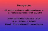 Progetto di educazione alimentare e di educazione del gusto svolto dalla classe 2°A A.s. 2004 - 2005 Prof. Toccafondi Loredana.