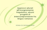 Approcci plurali all'insegnamento linguistico: alcuni progetti di intercomprensione fra lingue romanze ROMA 25 GENNAIO 2010.