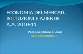 ECONOMIA DEI MERCATI, ISTITUZIONI E AZIENDE A.A. 2010-11 Prof.ssa Chiara Oldani coldani@unitus.it.
