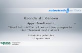 Approfondimenti Analisi delle alternative proposte dai Quaderni degli attori Gronda di Genova Dibattito pubblico 17 Aprile 2009.