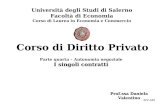 Università degli Studi di Salerno Facoltà di Economia Corso di Laurea in Economia e Commercio Prof.ssa Daniela Valentino Corso di Diritto Privato Parte.