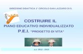 DIREZIONE DIDATTICA 1° CIRCOLO SAN LAZZARO DI S. COSTRUIRE IL PIANO EDUCATIVO INDIVIDUALIZZATO P.E.I. PROGETTO DI VITA a.s. 2012 - 2013.