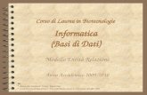 1 Corso di Laurea in Biotecnologie Informatica (Basi di Dati) Modello Entità-Relazione Anno Accademico 2009/2010 Da: Atzeni, Ceri, Paraboschi, Torlone.