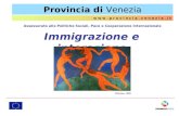 Provincia di Venezia w w w. p r o v i n c i a. v e n e z i a. i t Immigrazione e interazione Assessorato alle Politiche Sociali, Pace e Cooperazione Internazionale.
