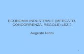 1 ECONOMIA INDUSTRIALE (MERCATO, CONCORRENZA, REGOLE) LEZ 2 Augusto Ninni.