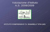 Valutazione dIstituto A.S. 2008/2009 ISTITUTO COMPRENSIVO "G. SANARELLI" STIA (AR)