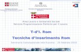 1 T-dI. Rom Tecniche dInserimento Rom Area Lavoro e Solidarietà Sociale Servizio Programmazione Politiche per il Lavoro T-dI. Rom Tecniche dInserimento.