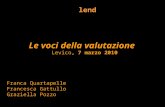 Le voci della valutazione Levico, 7 marzo 2010 Franca Quartapelle Francesca Gattullo Graziella Pozzo lend.