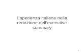 1 Esperienza italiana nella redazione dellexecutive summary.