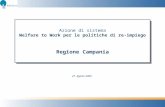 Azione di sistema Welfare to Work per le politiche di re-impiego Regione Campania 27 Agosto 2009.