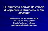 Gli strumenti derivati da veicolo di copertura a strumento di tax planning Montecarlo 25 novembre 2006 Avv. Paolo deCapitani Studio Uckmar - Milano p.decapitani@uckmar.com.