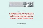 Dott. Gianluca Grasso Magistrato addetto alla Segreteria del CSM Napoli, 18 ottobre 2010 Il Regolamento (CE) n. 44/2001: competenza, riconoscimento ed.