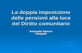La doppia imposizione delle pensioni alla luce del Diritto comunitario Antonella Salerno Abogado.