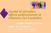 Servizi al cittadino Ufficio polifunzionale di relazione con il pubblico PIANO ORGANIZZATIVO Comune di Arzignano D.ssa Lorenza Franchetto Responsabile.