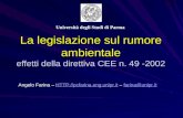 La legislazione sul rumore ambientale effetti della direttiva CEE n. 49 -2002 Università degli Studi di Parma Angelo Farina – HTTP://pcfarina.eng.unipr.it.