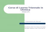 Presentazione alle Matricole Corso di Laurea Triennale in Chimica (Classe L27) Presidente CdS: Prof. Renzo Cimiraglia Manager didattico: Dott. Silvia Ramini.