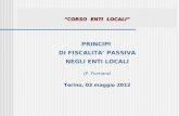 CORSO ENTI LOCALI CORSO ENTI LOCALI PRINCIPI DI FISCALITA PASSIVA NEGLI ENTI LOCALI (P. Fiumara) Torino, 03 maggio 2012.