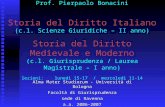 Prof. Pierpaolo Bonacini Storia del Diritto Italiano (c.l. Scienze Giuridiche – II anno) Storia del Diritto Medievale e Moderno (c.l. Giurisprudenza