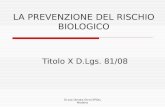 Dr.ssa Donata Serra-SPSAL Modena LA PREVENZIONE DEL RISCHIO BIOLOGICO Titolo X D.Lgs. 81/08.