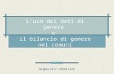 1 Luso dei dati di genere e il bilancio di genere nei comuni Giugno 2011 - Elena Corsi.