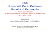 1 LIUC Università Carlo Cattaneo Facoltà di Economia Laurea specialistica in Amministrazione Aziendale e Libera Professione A.A. 2007 / 2008 CORSO DI Analisi.