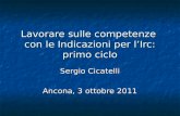 Lavorare sulle competenze con le Indicazioni per lIrc: primo ciclo Sergio Cicatelli Ancona, 3 ottobre 2011.