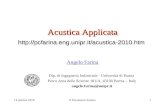 14 ottobre 2010Il Fenomeno Sonoro1 Acustica Applicata  Angelo Farina Dip. di Ingegneria Industriale - Università