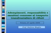1 Adempimenti, responsabilità e sanzioni connesse al trasporto transfrontaliero di rifiuti Prof. Stefano Maglia Trieste, 27 aprile 2005.