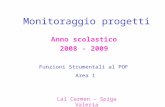 Monitoraggio progetti Anno scolastico 2008 - 2009 Funzioni Strumentali al POF Area 1 Lai Carmen - Spiga Valeria.