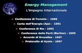 Energy Management Conferenza delle Parti (Berlino) - 1995 LImpegno Internazionale Carta dellEnergia (Aja) - 1991 Conferenza di Rio - 1992 Accordo di Bruxelles
