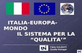 ITALIA-EUROPA-MONDO IL SISTEMA PER LA IL SISTEMA PER LA QUALITA QUALITA Fabio GALBIATI Quality Manager.