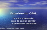 Esperimento OPAL Un micro-consuntivo dopo 20 anni di attivita` … e un mare di cose fatte F.Fabbri – Assemblea di Sezione 12/6/03.