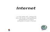 La rete delle reti: collega fra loro reti locali, metropolitane, geografiche e singoli computer di tutto il mondo Internet.