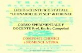 Composti chimici e nomenclatura1 LICEO SCIENTIFICO STATALE LEONARDO da VINCI di FIRENZE CORSO SPERIMENTALE F DOCENTE Prof. Enrico Campolmi COMPOSTI CHIMICI.