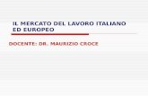 IL MERCATO DEL LAVORO ITALIANO ED EUROPEO DOCENTE: DR. MAURIZIO CROCE.