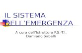 IL SISTEMA DELLEMERGENZA A cura dellIstruttore P.S.-T.I. Damiano Sabelli.