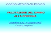 CORSO MEDICO-GIURIDICO VALUTAZIONE DEL DANNO ALLA PERSONA ALLA PERSONA Copertino (Le) -7-Giugno-2003 Castello Angioino.
