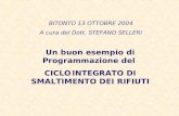Un buon esempio di Programmazione del CICLO INTEGRATO DI SMALTIMENTO DEI RIFIUTI BITONTO 13 OTTOBRE 2004 A cura del Dott. STEFANO SELLERI.