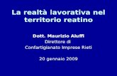 La realtà lavorativa nel territorio reatino Dott. Maurizio Aluffi Direttore di Confartigianato Imprese Rieti 20 gennaio 2009.