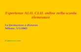 Esperienze ALIL CLIL online nella scuola elementare La formazione a distanza Milano, 5/5/2003 Francesca Costa.