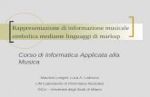 Rappresentazione di informazione musicale simbolica mediante linguaggi di markup Corso di Informatica Applicata alla Musica Maurizio Longari, Luca A. Ludovico.