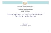 1 Università degli Studi di Cagliari Facoltà di Economia Cattedra di Programmazione e Controllo (A) Prof. A. Buccellato Assegnazione ed utilizzo del budget.