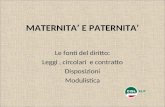 MATERNITA E PATERNITA Le fonti del diritto: Leggi, circolari e contratto Disposizioni Modulistica.